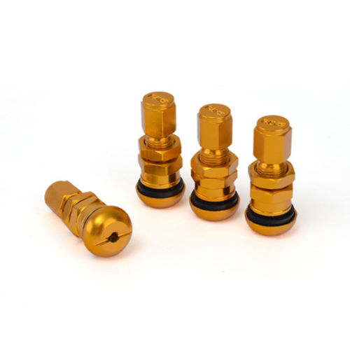4pcs golden Bolt-in Aluminum Car Wheel Tire Tubeless Valves Stem with Dust Caps