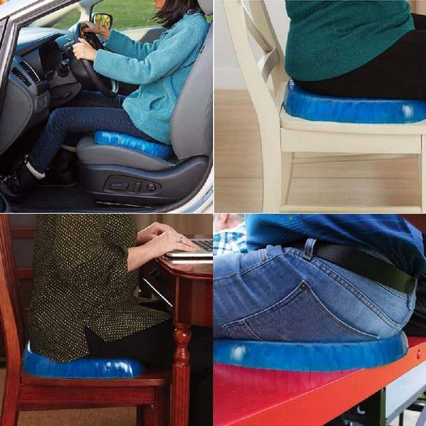 Gel Seat Cushion Comfort Blue Honeycomb Design Gel Pad Provides Excellent Support for Lower Back, Spine, Hips Promotes Venting & Good Sitting Posture for Office Chair Car Sitter Wheelchair