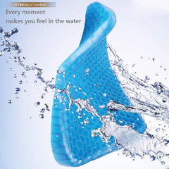 Gel Seat Cushion Comfort Blue Honeycomb Design Gel Pad Provides Excellent Support for Lower Back, Spine, Hips Promotes Venting & Good Sitting Posture for Office Chair Car Sitter Wheelchair