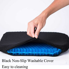 Gel Seat Cushion Comfort Blue Honeycomb Design Gel Pad Provides Excellent Support for Lower Back, Spine, Hips Promotes Venting & Good Sitting Posture for Office Chair Car Sitter Wheelchair