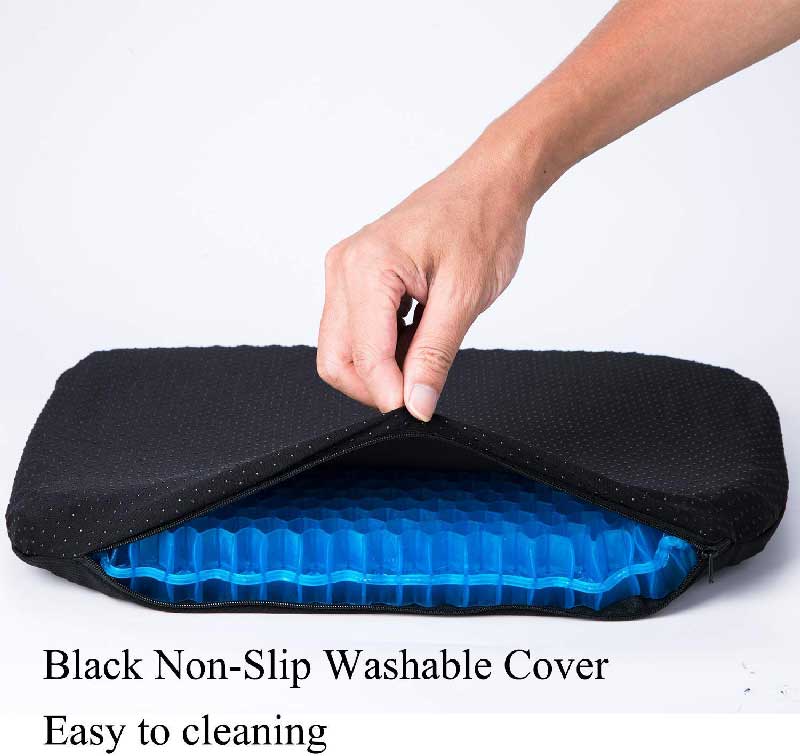 Gel Seat Cushion Comfort Blue Honeycomb Design Gel Pad Provides Excellent Support for Lower Back, Spine, Hips Promotes Venting & Good Sitting Posture for Office Chair Car Sitter Wheelchair