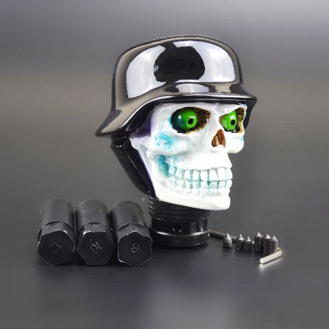 Car Universal German Helmet Skull Gear Sifter Lever Knob Wicked Carved Black