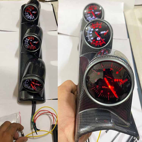 Glossy Black Pillar Meter Gauges Series Tachometer Pillar RPM Meter Gauge Water TEMPREATURE Pillar Volt Meter Pillar Gauge
