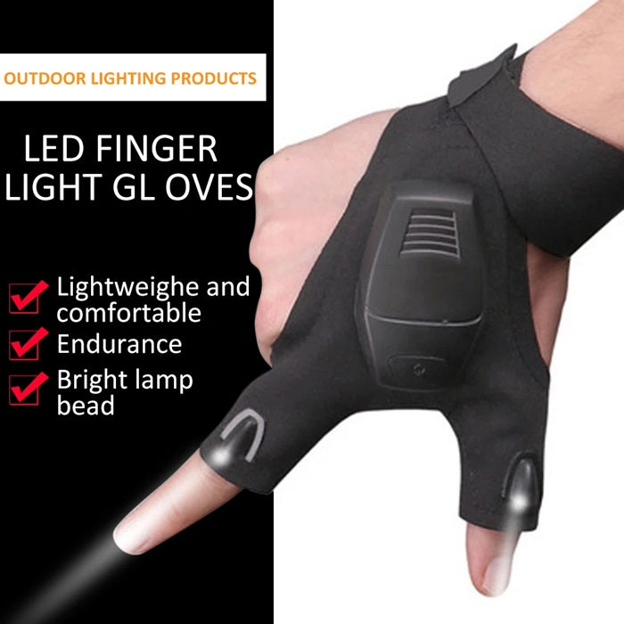 Gloves With Hands Free LED Flashlight