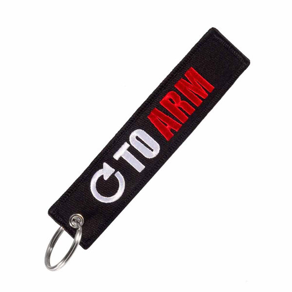 GO TO ARM Car Bike Embroidered Fabric Tag Strap Keyring Key Holder
