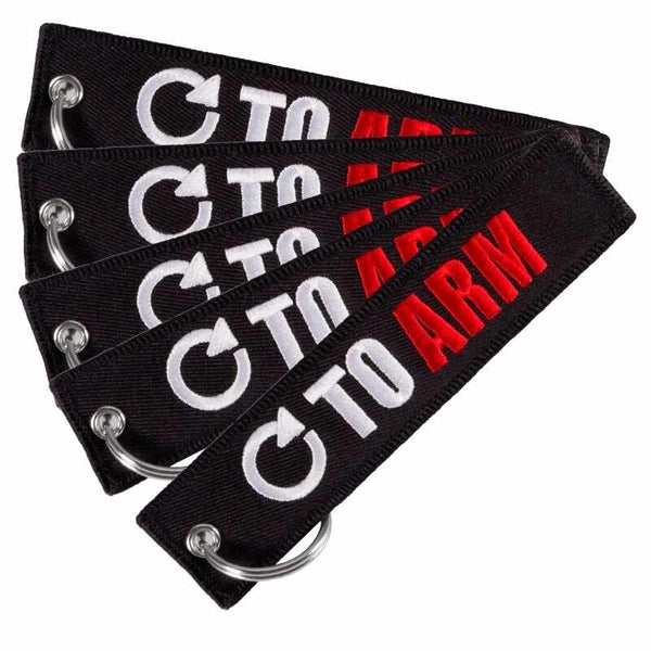 GO TO ARM Car Bike Embroidered Fabric Tag Strap Keyring Key Holder