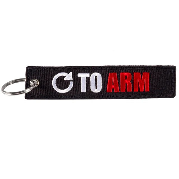 GO TO ARM Car Bike Embroidered Fabric Tag Strap Keyring Key Holder