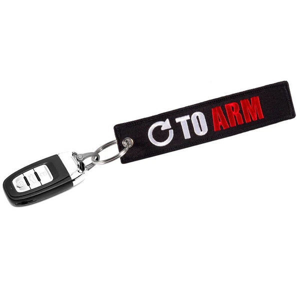 GO TO ARM Car Bike Embroidered Fabric Tag Strap Keyring Key Holder