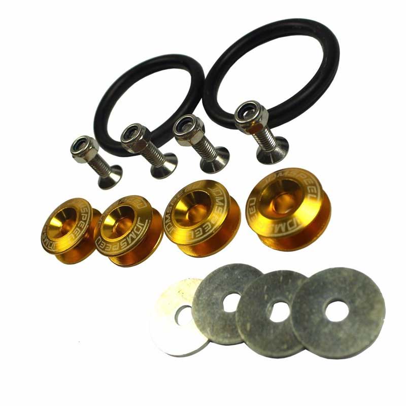 Golden Finish JDM Quick Release Fasteners For Car Bumpers Trunk Fender Hatch Lids Kit.