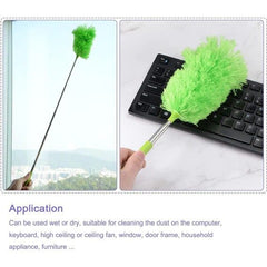 GREEN COLOR ADJUSTABLE WASHABLE LONG HANDLE, MICROFIBER DUSTER FOR CLEANING CAR OFFICE AIR CONDITION