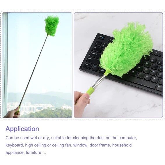 GREEN COLOR ADJUSTABLE WASHABLE LONG HANDLE, MICROFIBER DUSTER FOR CLEANING CAR OFFICE AIR CONDITION