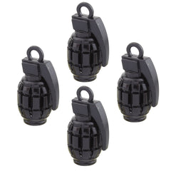4pcs Universal Black Grenade Tire Air Valve Stem Caps Car Truck Bike Rod Wheel Rims