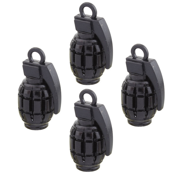 4pcs Universal Black Grenade Tire Air Valve Stem Caps Car Truck Bike Rod Wheel Rims
