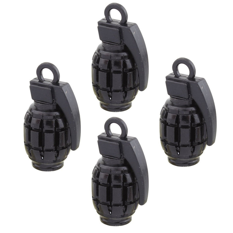 4pcs Universal Black Grenade Tire Air Valve Stem Caps Car Truck Bike Rod Wheel Rims