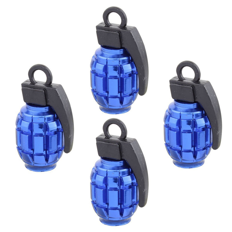 4pcs Universal Blue Grenade Tire Air Valve Stem Caps Car Truck Bike Rod Wheel Rims