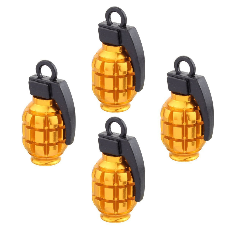 4pcs Universal Golden Grenade Tire Air Valve Stem Caps Car Truck Bike Rod Wheel Rims