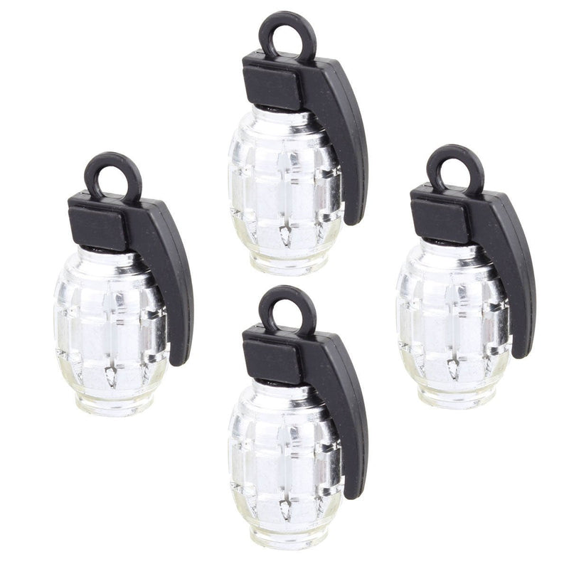 4pcs Universal Silver Grenade Tire Air Valve Stem Caps Car Truck Bike Rod Wheel Rims