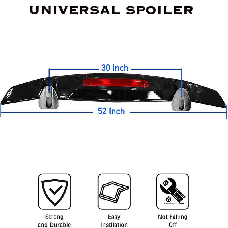 GT Wing Spoiler 52.3Inch, Universal Lightweight ABS Car Rear Spoiler Wing, GT Style, Racing Spoiler JDM Style(Comes Without Color)