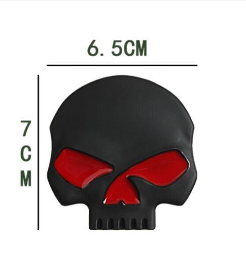 Black-Red Car Auto Logo 3D Metal Emblem Badge Decals Skeleton Half Skull