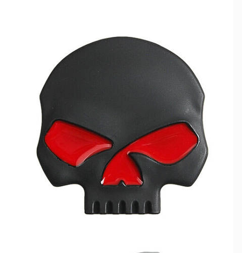 Black-Red Car Auto Logo 3D Metal Emblem Badge Decals Skeleton Half Skull