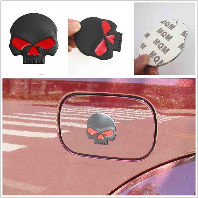 Black-Red Car Auto Logo 3D Metal Emblem Badge Decals Skeleton Half Skull