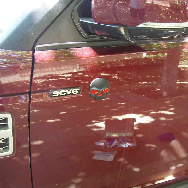 Black-Red Car Auto Logo 3D Metal Emblem Badge Decals Skeleton Half Skull