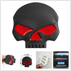 Black-Red Car Auto Logo 3D Metal Emblem Badge Decals Skeleton Half Skull