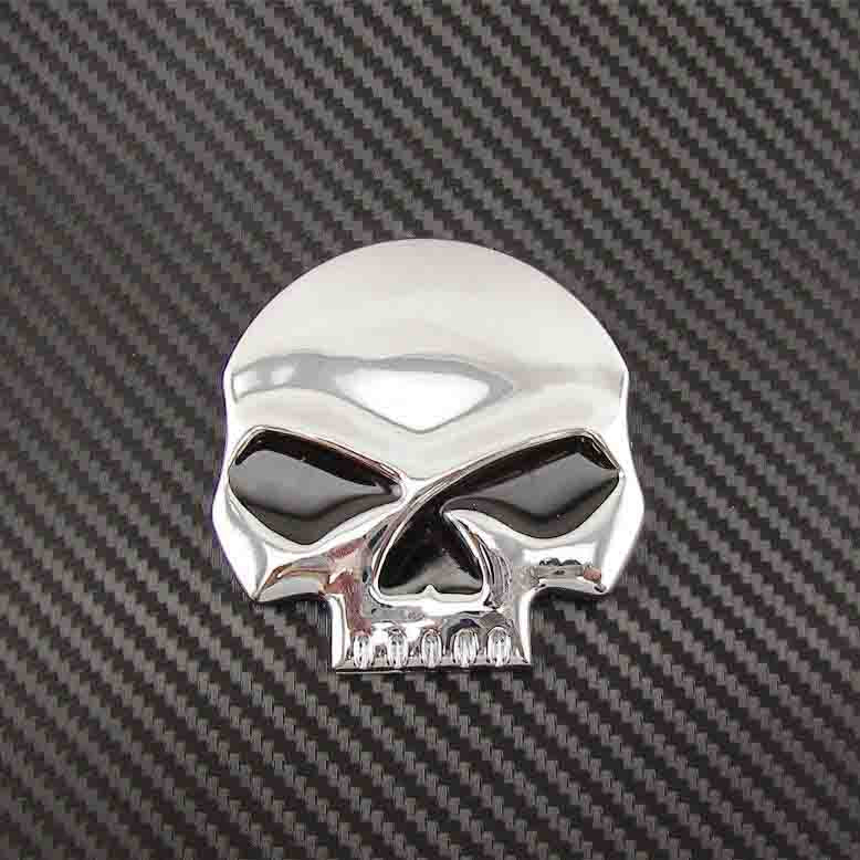 Chrome-Black Car Auto Logo 3D Metal Emblem Badge Decals Skeleton Half Skull