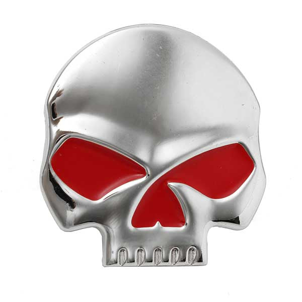 Chrome-Red Car Auto Logo 3D Metal Emblem Badge Decals Skeleton Half Skull
