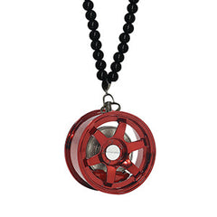 Six Spoke Red Car Mirror Pendant Decoration Metal Wheel Hub Hanging Ornaments Auto Interior