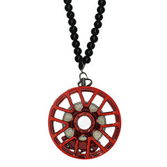 Multi Spoke Red Car Mirror Pendant Decoration Metal Wheel Hub Hanging Ornaments Auto Interior