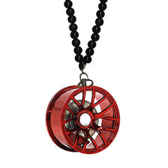 Multi Spoke Red Car Mirror Pendant Decoration Metal Wheel Hub Hanging Ornaments Auto Interior
