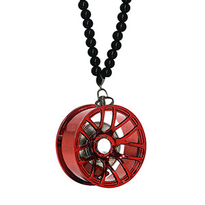 Multi Spoke Red Car Mirror Pendant Decoration Metal Wheel Hub Hanging Ornaments Auto Interior