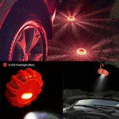 1pc Roadside Safety Discs LED Flashing Flare Hazard SOS Light (Batteries Not Included)