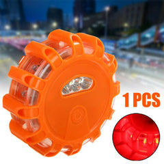 1pc Roadside Safety Discs LED Flashing Flare Hazard SOS Light (Batteries Not Included)