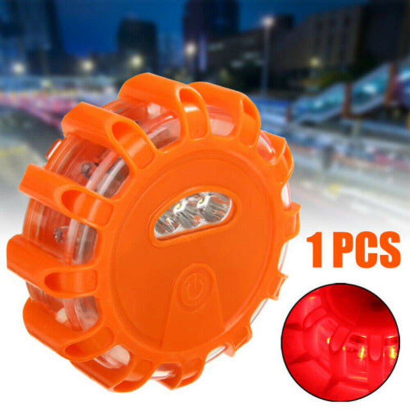1pc Roadside Safety Discs LED Flashing Flare Hazard SOS Light (Batteries Not Included)