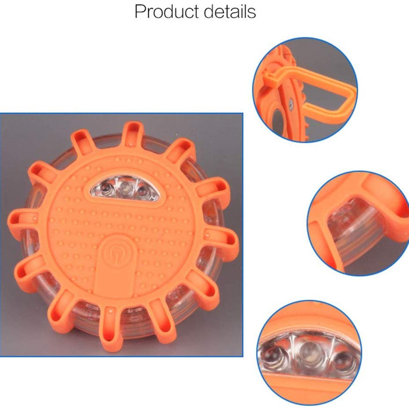 1pc Roadside Safety Discs LED Flashing Flare Hazard SOS Light (Batteries Not Included)