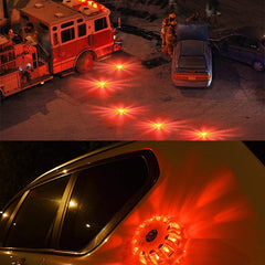 1pc Roadside Safety Discs LED Flashing Flare Hazard SOS Light (Batteries Not Included)