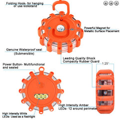 1pc Roadside Safety Discs LED Flashing Flare Hazard SOS Light (Batteries Not Included)