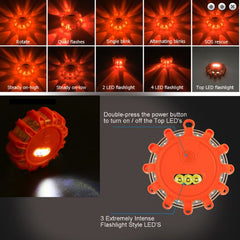 1pc Roadside Safety Discs LED Flashing Flare Hazard SOS Light (Batteries Not Included)