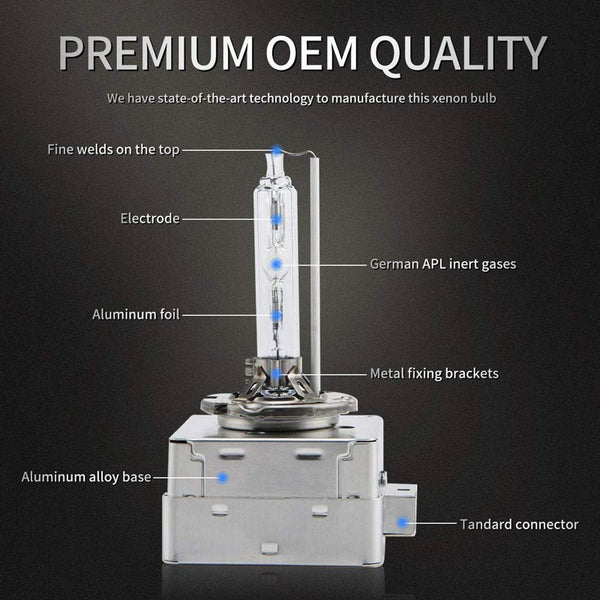 2pcs D1R HID Bulbs 35W 6000K Diamond White Xenon HID Headlight Bulb