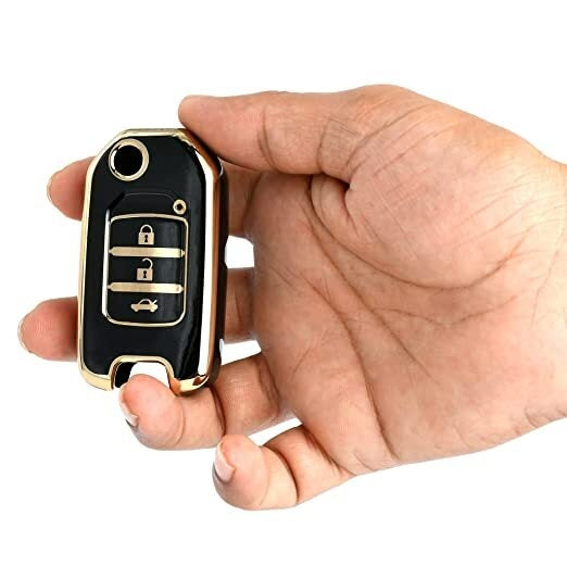 Honda City TPU 3 Button Smart Key Cover Gold Key Cover Compatible for WR-V, Jazz