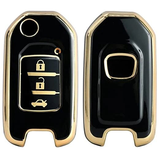 Honda City TPU 3 Button Smart Key Cover Gold Key Cover Compatible for WR-V, Jazz