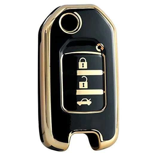 Honda City TPU 3 Button Smart Key Cover Gold Key Cover Compatible for WR-V, Jazz