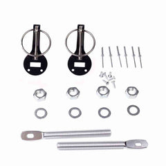 Universal Alloy Mount Bonnet Hood Pin Pins Lock Latch Kit Racing Sport Car Silver