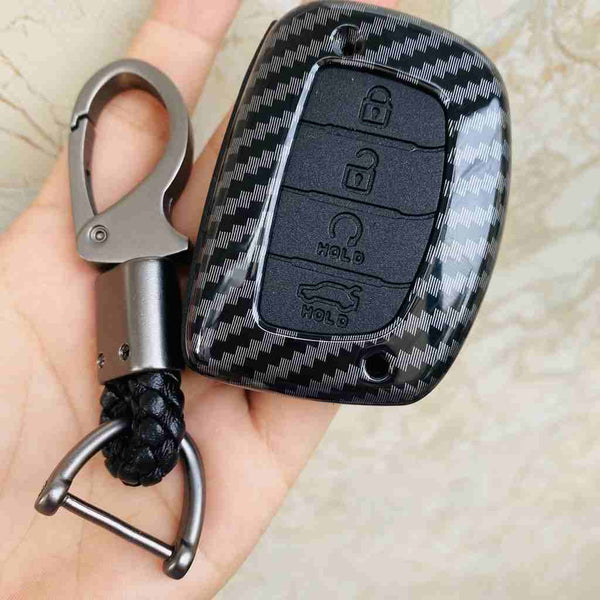 Hyundai Alcazar and Creta 2021 4 Button Smart Key Cover Case With Keychain