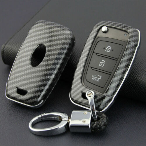Hyundai 3 Button Flip Key ABS+Silicone Car Key Cover Case With Keychain Fit For Kona, Verna 2018 Onwards