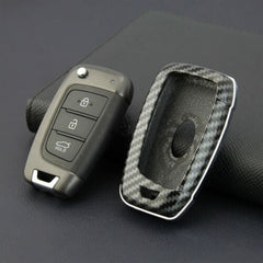 Hyundai 3 Button Flip Key ABS+Silicone Car Key Cover Case With Keychain Fit For Kona, Verna 2018 Onwards