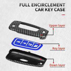 Hyundai Accent Kona 4 Button Carbon Fiber Remote Key Fob Key Cover Case With Keychain
