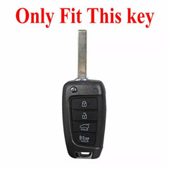 Hyundai Accent Kona 4 Button Carbon Fiber Remote Key Fob Key Cover Case With Keychain